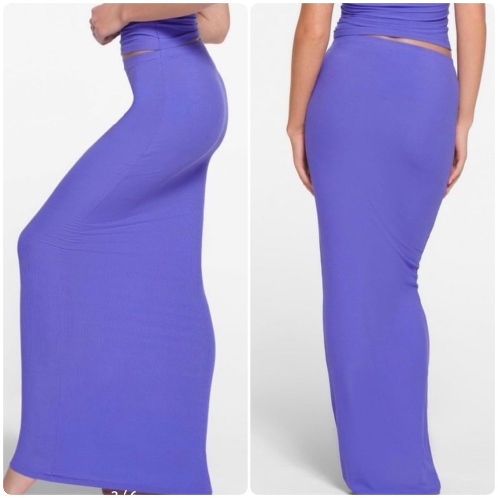 Skims Womens Soft Lounge Ribbed Long Skirt Tanzanite Purple Maxi Size XS
